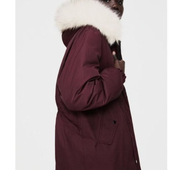 Zara Reversible Duck Down Oversized Relaxed Faux Fur Hood Puffer Jacket S - Picture 3 of 15